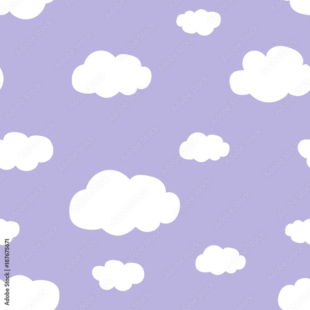 light purple sky white clouds pattern seamless vector