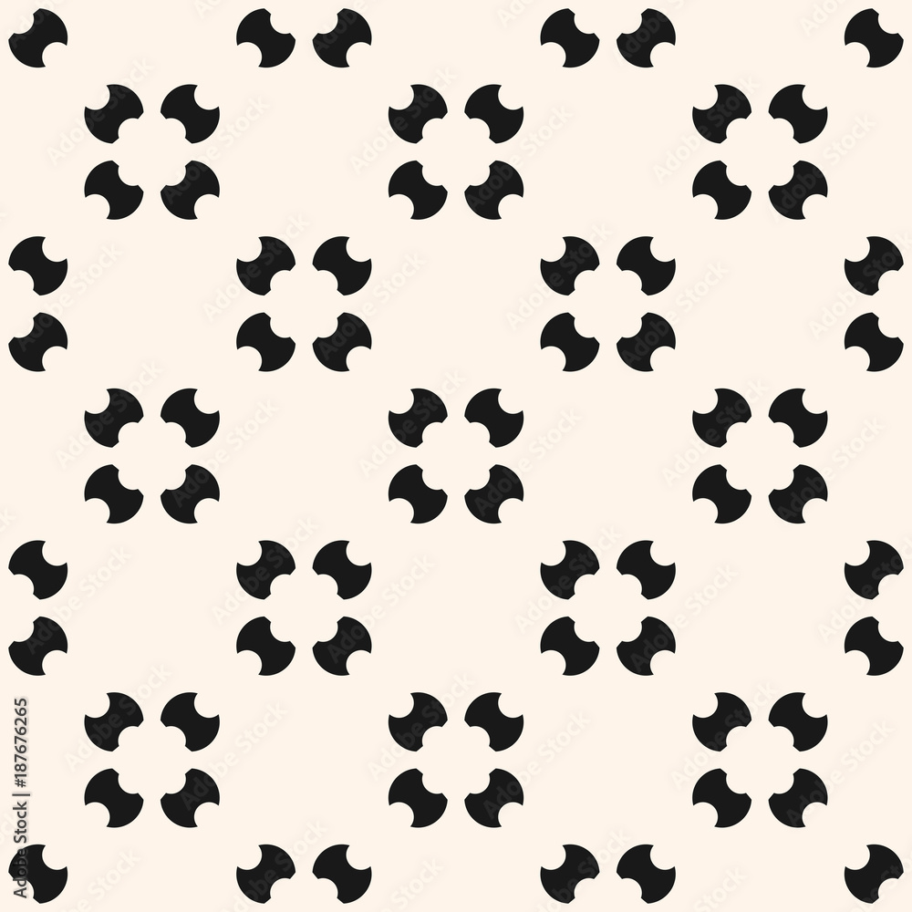 Fototapeta premium Simple seamless pattern with rounded figures, floral shapes, carved circles