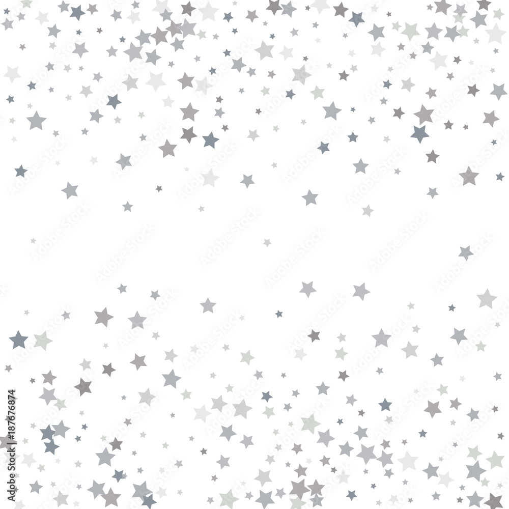 Silver glitter stars falling from the sky on white background. Abstract Background. Glitter pattern for banner. Vector illustration. Silver glitter stars falling from the sky on white background. Abstract Background. Glitter pattern for banner. Vector illustration.