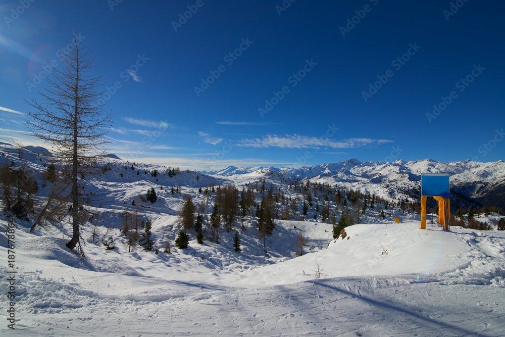 Panoramic landscape of Dolomiti mountain in Madonna di Campiglio. Italy