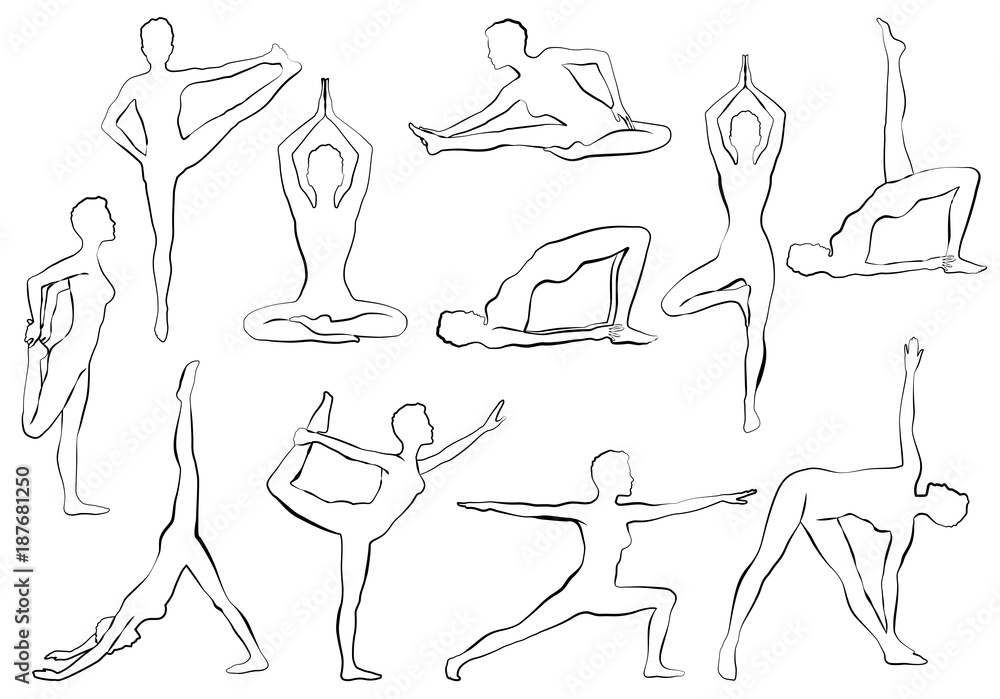 Yaga asana, woman doing yoga or pilates exercise, relaxation and meditation Yaga asana, woman doing yoga or pilates exercise, relaxation and meditation