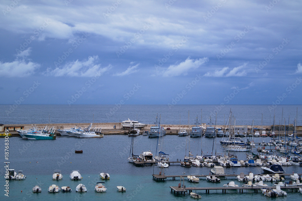 Landscape of the port of Otranto with storm coming - Italy