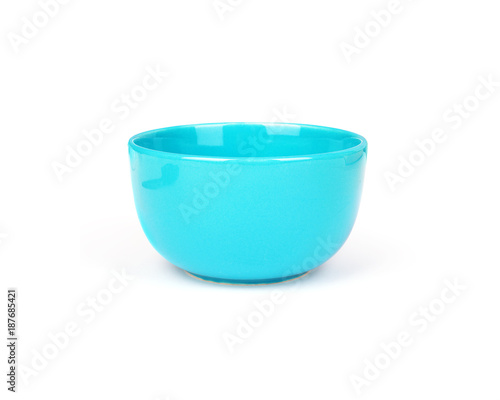 blue bowl isolated on background of fake photo