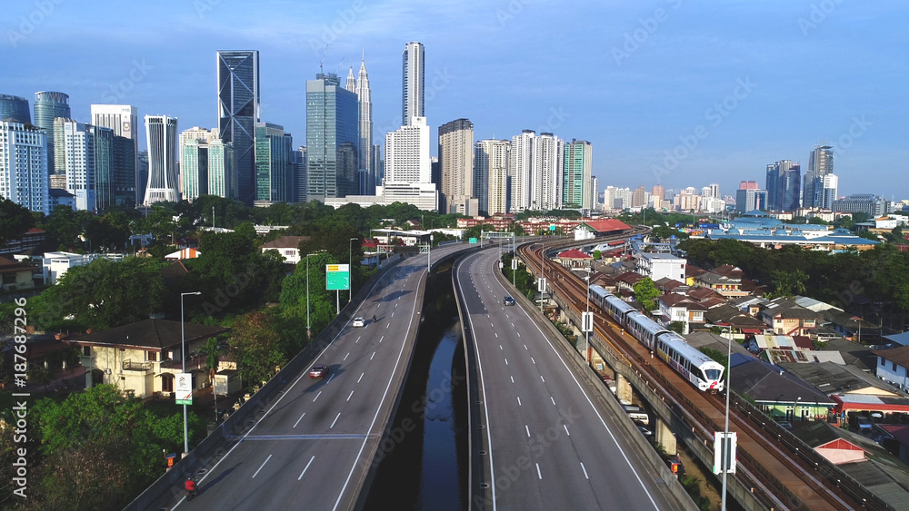 Aerial view. A various mode of transportation build as part of infrastructure for the people. Aerial view. A various mode of transportation build as part of infrastructure for the people.