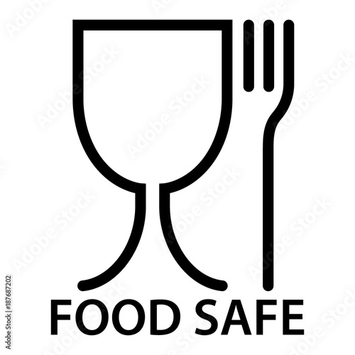 food safe icon, a fork and a glass symbol, food safety material