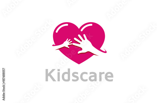 Creative Two Hands Red Heart Logo Design Symbol Illustration