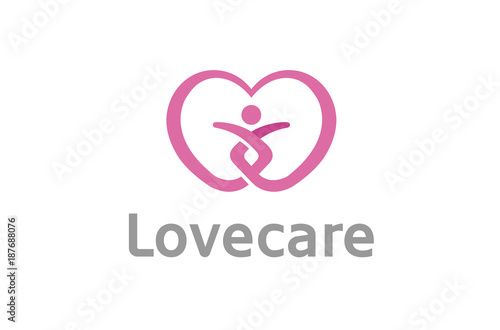 Heart Love Care Body Silhouette People Healthy Logo Design Symbol Illustration