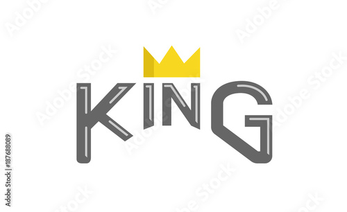 King Typography Gold Crown Text Logo Design Symbol Illustration