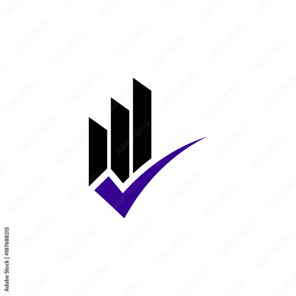 Rising bar with check logo design concept Rising bar with check logo design concept