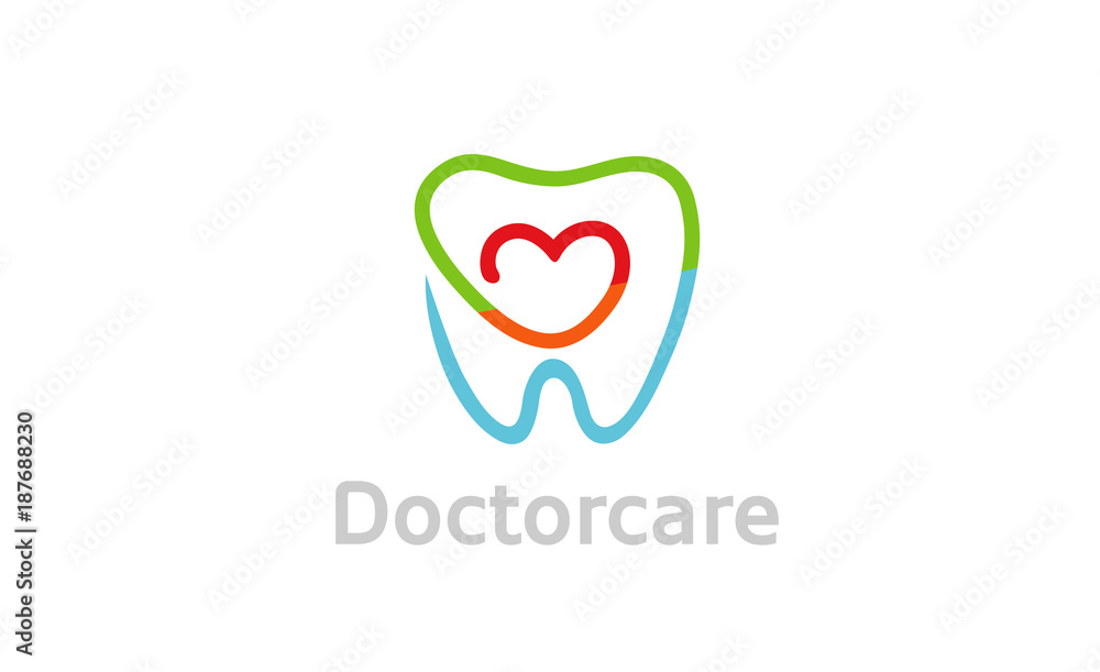 Creative Teeth Heart Inside Logo Design Symbol Illustration Creative Teeth Heart Inside Logo Design Symbol Illustration