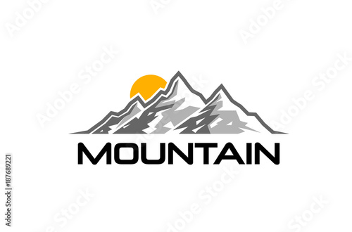 Creative Mountains Sunrise Logo Design Symbol Illustration
