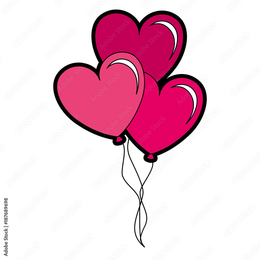 balloons air with heart shape vector illustration design