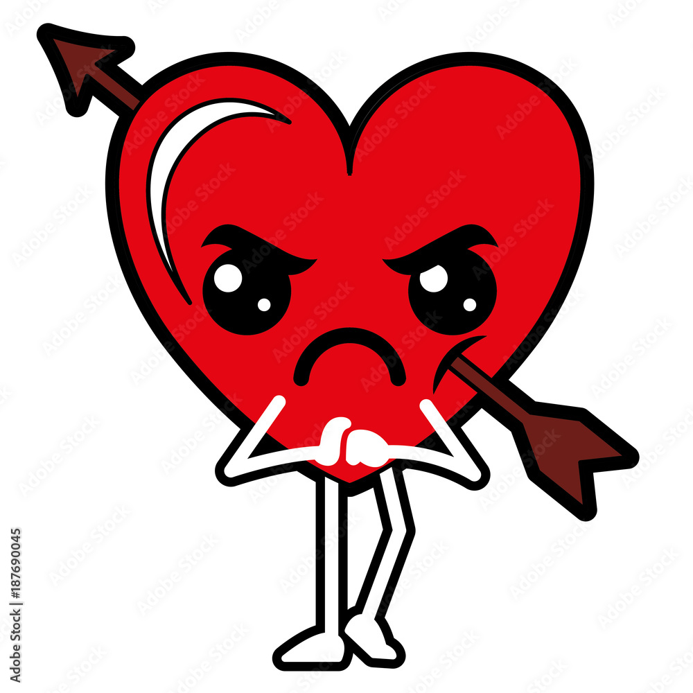 Fototapeta premium heart love with arrow kawaii character vector illustration design