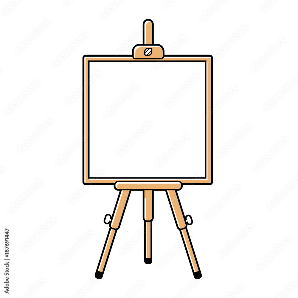 Wooden easel or presentation stand with a white blank board isolated. Wooden easel or presentation stand with a white blank board isolated.