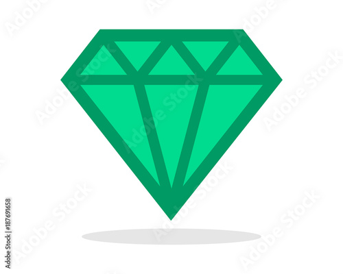 green emerald crystal gem diamond icon image vector icon