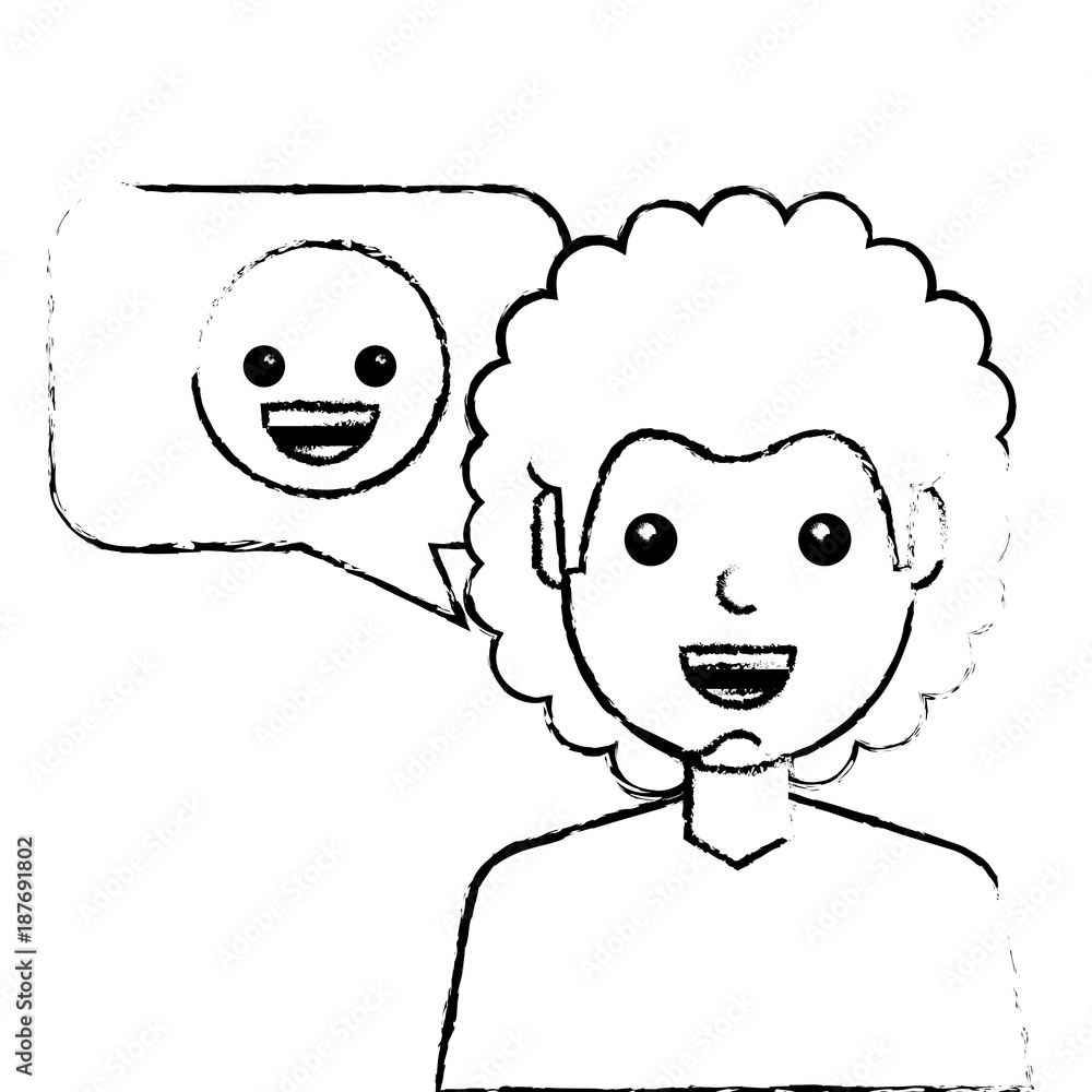 man with smile emoticon in speech bubble vector illustration sketch design man with smile emoticon in speech bubble vector illustration sketch design