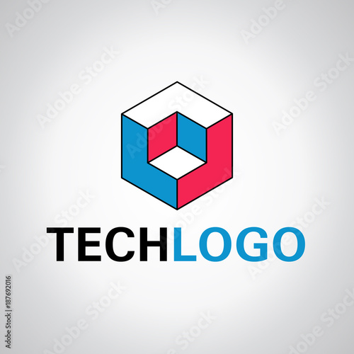 Tech logo - geométrico - cubo