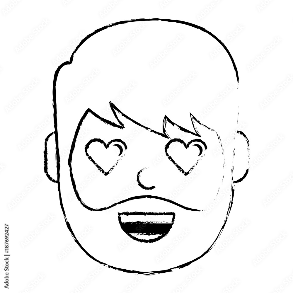 Fototapeta premium man character in love emotion with hearts as eyes vector illustration