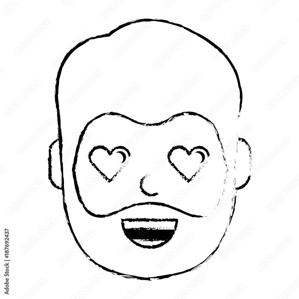 man character in love emotion with hearts as eyes vector illustration man character in love emotion with hearts as eyes vector illustration