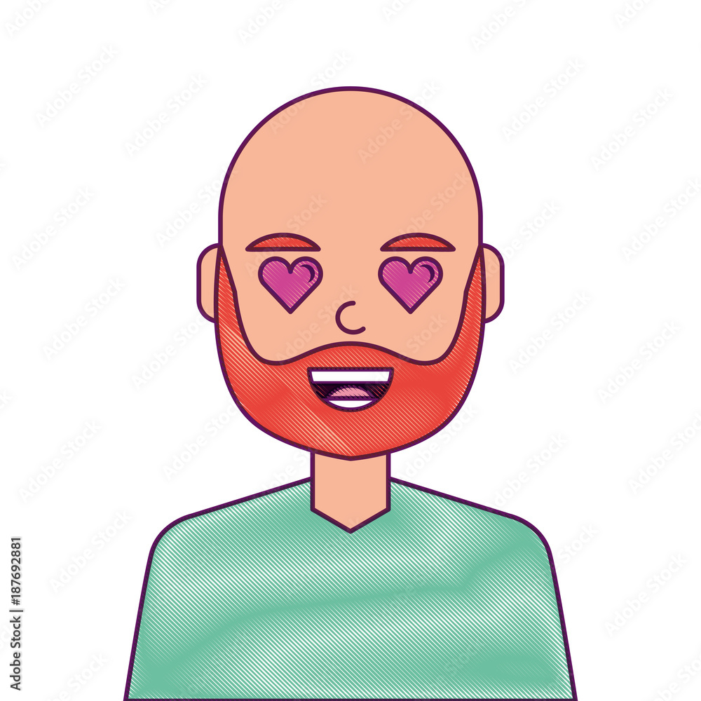 man character in love emotion with hearts as eyes vector illustration man character in love emotion with hearts as eyes vector illustration