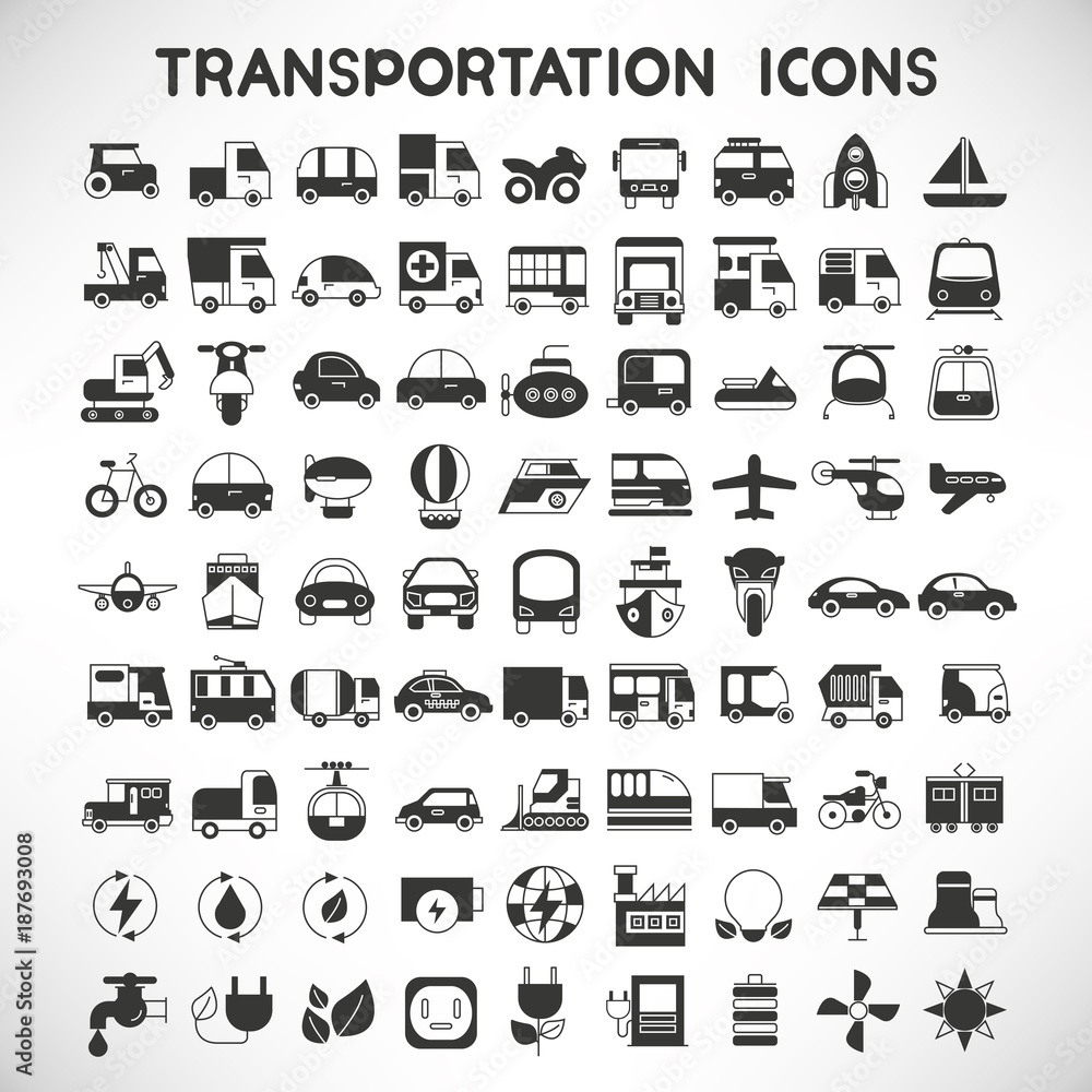 transportation and energy icons transportation and energy icons