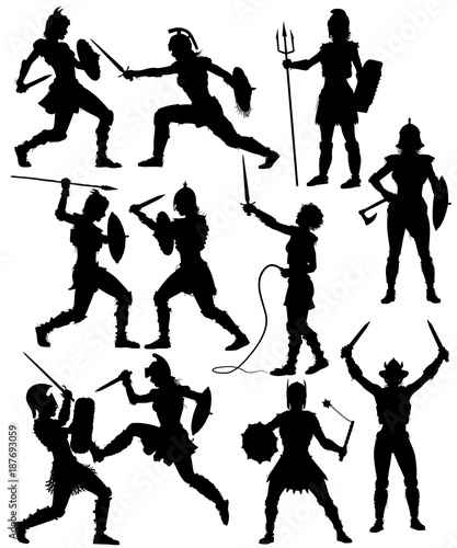 Female gladiator silhouettes