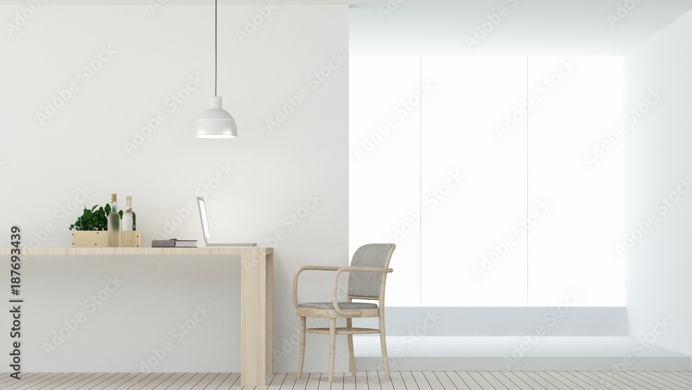 Plakat Wnętrze hotelu relaks przestrzeni renderowania 3d i białe tło