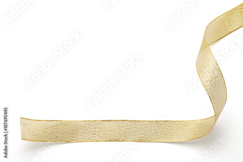 Golden ribbon isolated on white background