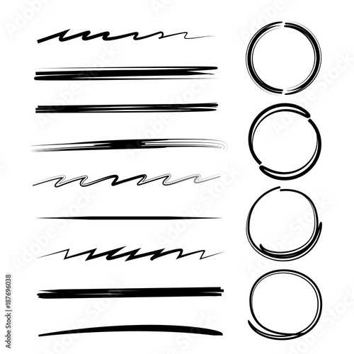 black hand drawn underlines and circle markers