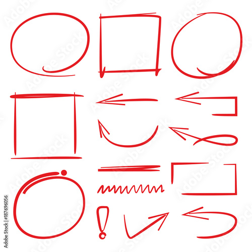 red hand drawn circle markers, arrows