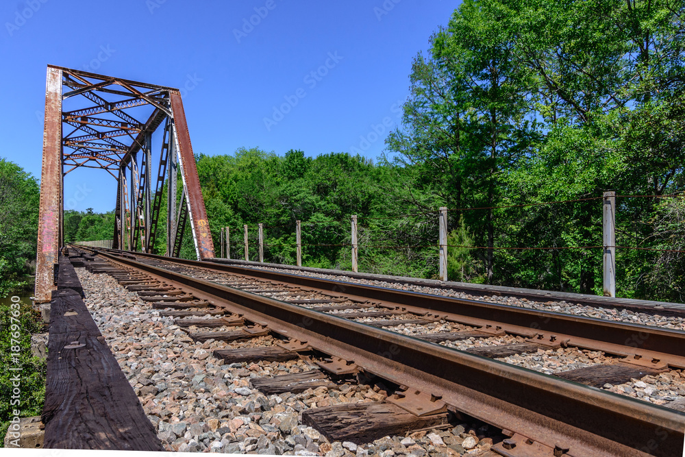Old metal truss railroad bridge in florida Old metal truss railroad bridge in florida