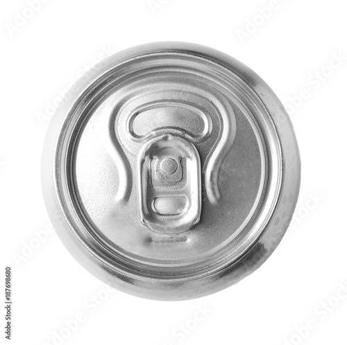 Aluminum can on white background
