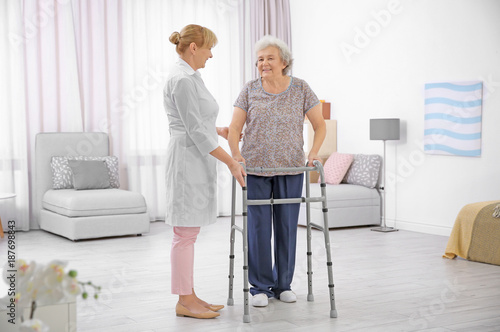 Senior woman with walking f...
