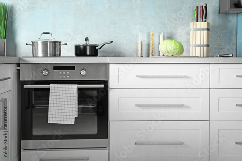 Modern kitchen interior wit...