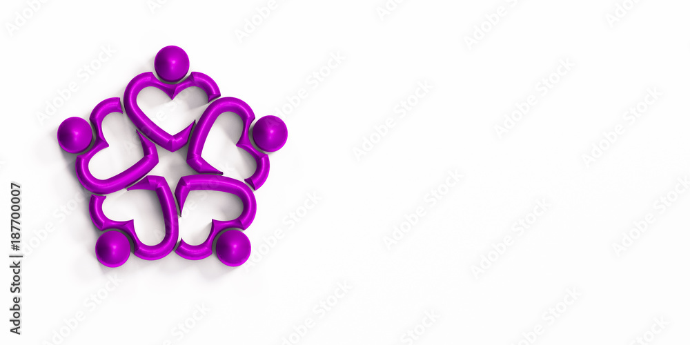Fototapeta premium Lovely People Reunion Purple Color. 3D Render Illustration