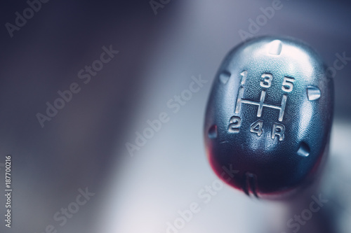 Gear stick in the car truck.