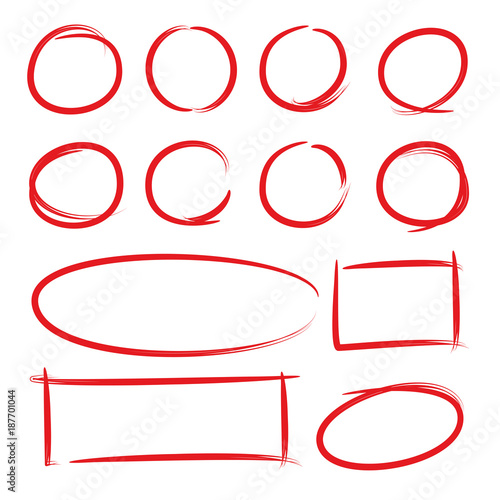red hand drawn market frames