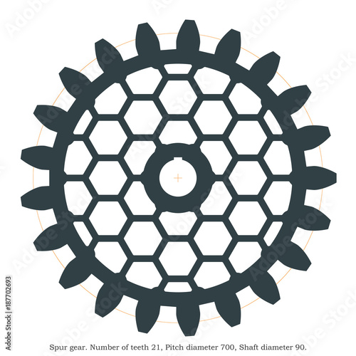 Real spur gear. Laser cutting or 3D printing.