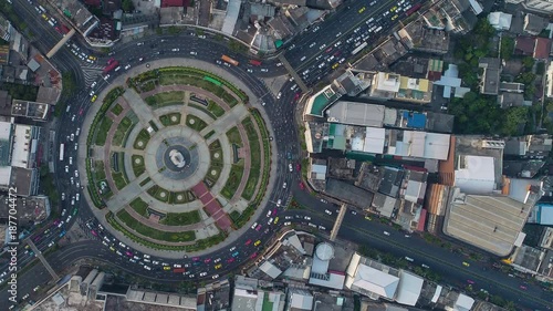 Time lapse,Hyperlapse ,Of traffic on city streets at night. Aerial view and top view of traffic on freeway, 4K.