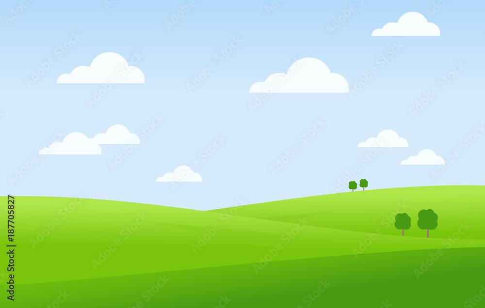 Green landscape and blue sky vector
