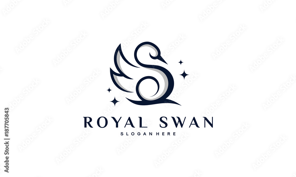 Obraz premium Luksusowe i eleganckie projekty logo Swan w ilustracji wektorowych stylu sztuki linii
