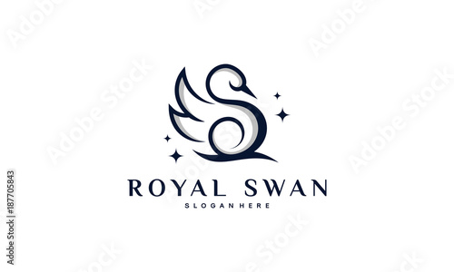Fototapeta Naklejka Na Ścianę i Meble -  Luxury and Elegant Swan logo designs in line art style vector illustration