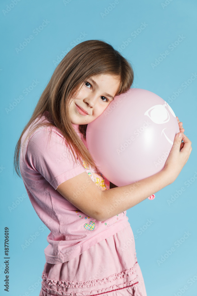 Beautiful little girl with pink ballon Beautiful little girl with pink ballon