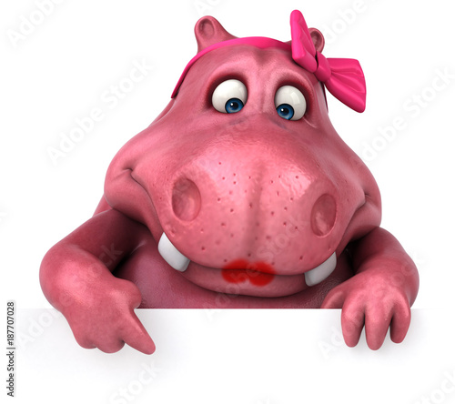 Pink Hippo - 3D Illustration