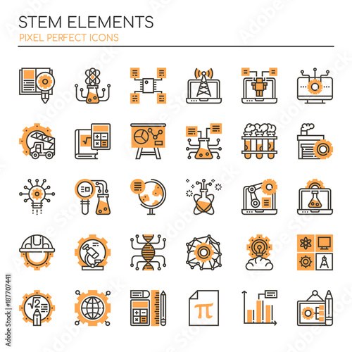 STEM Elements , Thin Line and Pixel Perfect Icons.