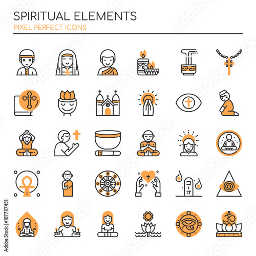 Spiritual Elements , Thin Line and Pixel Perfect Icons.