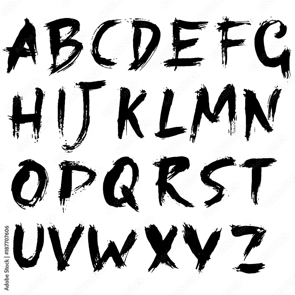 Handdrawn dry brush font. Modern brush lettering. Grunge style alphabet. Vector illustration. Handdrawn dry brush font. Modern brush lettering. Grunge style alphabet. Vector illustration.