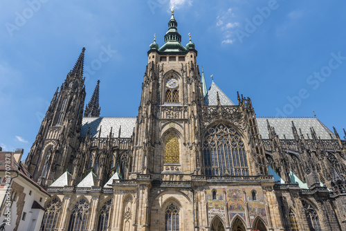 St. Vitus Cathedral at Prague Castle. This cathedral is an excellent example of Gothic architecture and is the biggest and most important church in the country. Prague, Czech Republic.