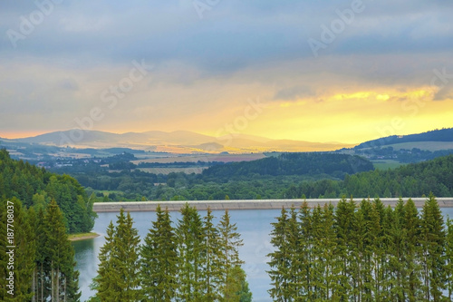 View of Nyrsko dam in Czech Republic with beautiful landscape
