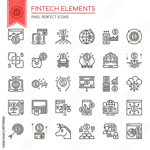 Fintech Elements , Thin Line and Pixel Perfect Icons.
